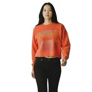 Urban Nation Women's Crop Top T-Shirt XS/S Orange Over It Graphic Long Sleeve